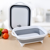 2 IN 1 folding cutting board kitchen supplies folding storage box vegetable sink cutting board folding vegetable sink